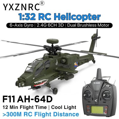 画像1: RTF YXZNRC F11 AH-64D Apache 6CH ブラシレスモーター 1:32 スケール フライバーレス 3D RC ヘリコプター  S22d7464035722