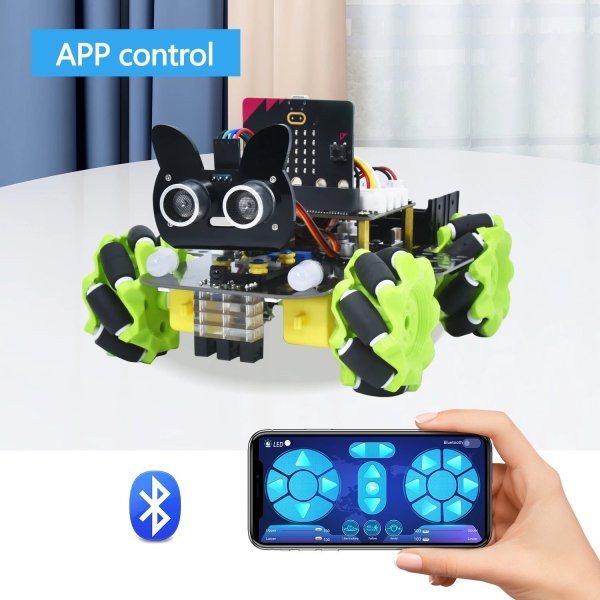 画像1: Microbit Mecanum 4WD ロボットカー V2.0 Python対応 Keyestudio学習キット S22d7476890270 (1)
