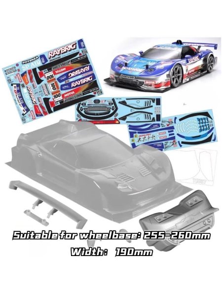 画像8: 1/10 PC RC NSX 2007 ボディシェル 幅190mm ホイールベース260mm ランプシェードテール 透明シェル チューニング用 Dirft MST ヨコモ HPI HSP S25d7745682054 (8)