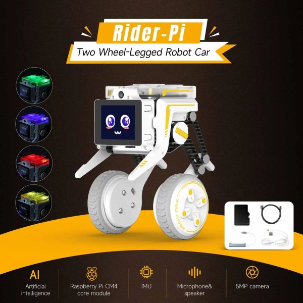画像1: Yahboom Rider Pi AIロボットカー電子キット（IPSディスプレイ搭載、Raspberry Pi CM4モジュール搭載、ChatGPT音声インタラクション対応） S22d8318054466 (1)