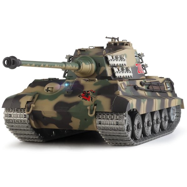 画像1: Heng Long RCタンク 1/16 ドイツ キングタイガー戦車モデル（金属製ロードホイール、スプロケットホイール、砲塔付き）（360°回転砲塔） S22d8389239910 (1)