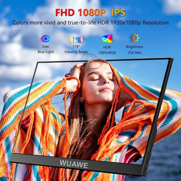 画像5: WF156-60B: 15.6インチ WUAWE ポータブルモニター ノートパソコン用 16:9 1080P 60HZ ゲーミング IPS ディスプレイ LCD FHD 外付け セカンドコンピュータスクリーン 携帯電話用 S25d8403964807 (5)