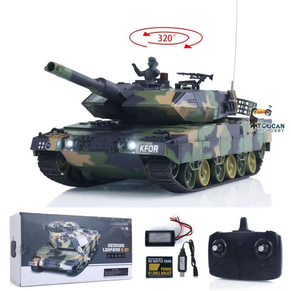 画像1: Heng Long 3809 1/24 ミニRCタンク Leopard2A5 リモートコントロールバトルタンクモデル BB 赤外線バトルパンツァー車両カーモデルおもちゃ S22d8563149628 (1)