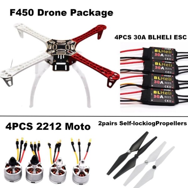 画像1: [F450 ドローンパッケージ] APM PIXHAWK 4軸RCマルチコプタークワッドコプターヘリマルチローターランディングギア付き450フレーム付きHappy F450ドローンキット S22d8630699777_0 (1)