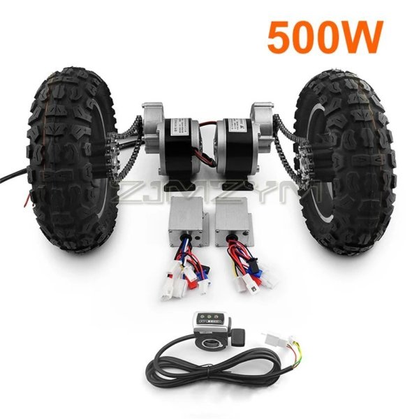 画像1: [後進不可] 2 * 250W 10インチデュアルドライブ空気圧 ホイールリバース電動変換キット、200kgハンドカートフラットベッドの持ち運びに便利 S22d8652317894_0 (1)