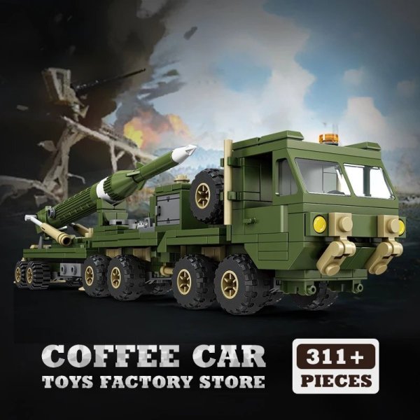 画像1: 軍用トラック ブロック 陸軍 ミサイル MOC 3Dモデル S22d8657679269 (1)