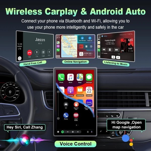 画像2: 7インチリアカメラ CarPlay AI 画面 IPS タッチ GPS ナビ Bluetooth 横縦表示 S20d8721255625 (2)