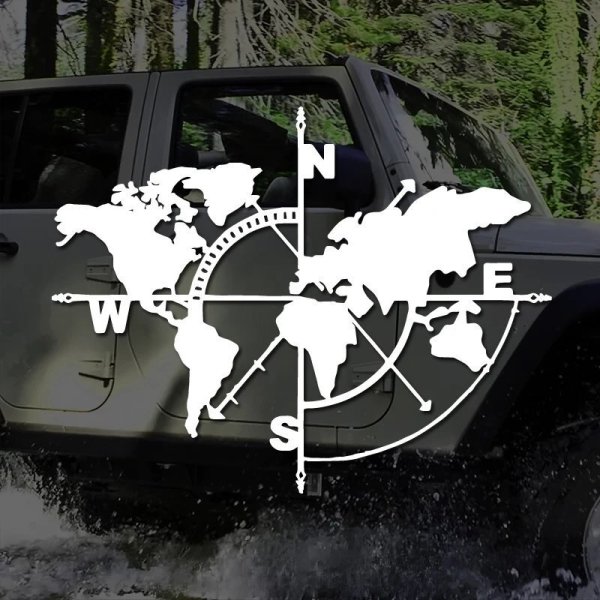 画像1: コンパス世界地図アートデカールアウトドアアドベンチャーデザイン、アウトドアアドベンチャーステッカー自然をテーマにした装飾耐久性のあるビニール S25d8847885738 (1)
