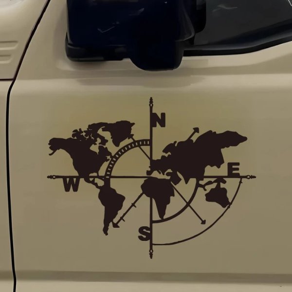 画像2: コンパス世界地図アートデカールアウトドアアドベンチャーデザイン、アウトドアアドベンチャーステッカー自然をテーマにした装飾耐久性のあるビニール S25d8847885738 (2)