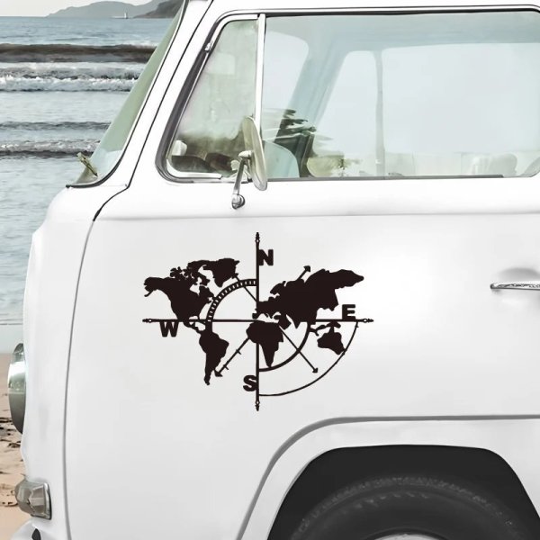 画像4: コンパス世界地図アートデカールアウトドアアドベンチャーデザイン、アウトドアアドベンチャーステッカー自然をテーマにした装飾耐久性のあるビニール S25d8847885738 (4)