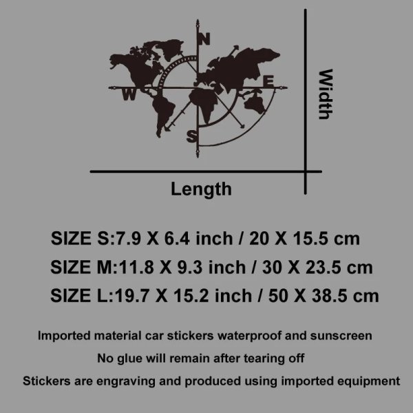 画像6: コンパス世界地図アートデカールアウトドアアドベンチャーデザイン、アウトドアアドベンチャーステッカー自然をテーマにした装飾耐久性のあるビニール S25d8847885738 (6)