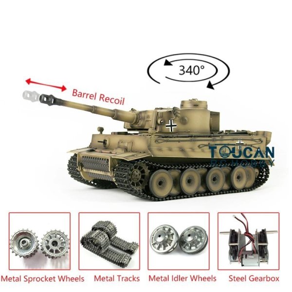 画像1: 7.0 HENG LONG RCタンク 金属製 ドイツ タイガーI 1/16 3818バレル反動 リモートコントロールカー RCおもちゃ 男の子向け モデルTH17266 S22d8850107823 (1)