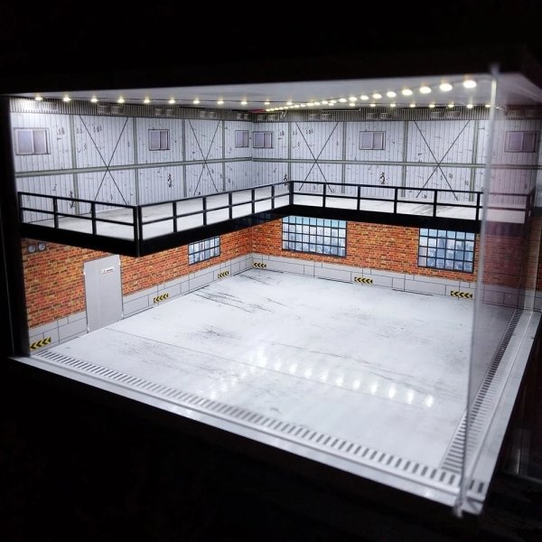画像1: 【M008 11 左】1/18 1/24 1/32 1/64スケール 情景車 ガレージモデル ライト付き 組み立て式駐車場 ジオラマ 駐車場 ミニチュア車両用 S22d8861700322_4 (1)