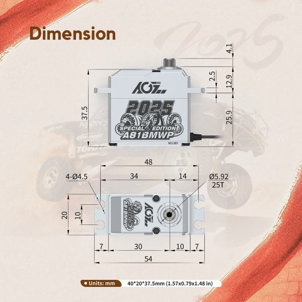 画像2: AGFRC A81BMWP 55KG 防水RCサーボモーター 高トルク フルメタルギア 2025 スペシャルエディション S22d8977729618 (2)