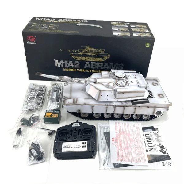 画像1: [3918 1 UN ホワイト アップグレード] Heng Long RCタンク 1/16 7.0 Abrams UN ホワイト 3918 モデル 320°回転砲塔 スモーキングバトルタンク 軍用車両 赤外線戦闘 S22d9069139216_0 (1)