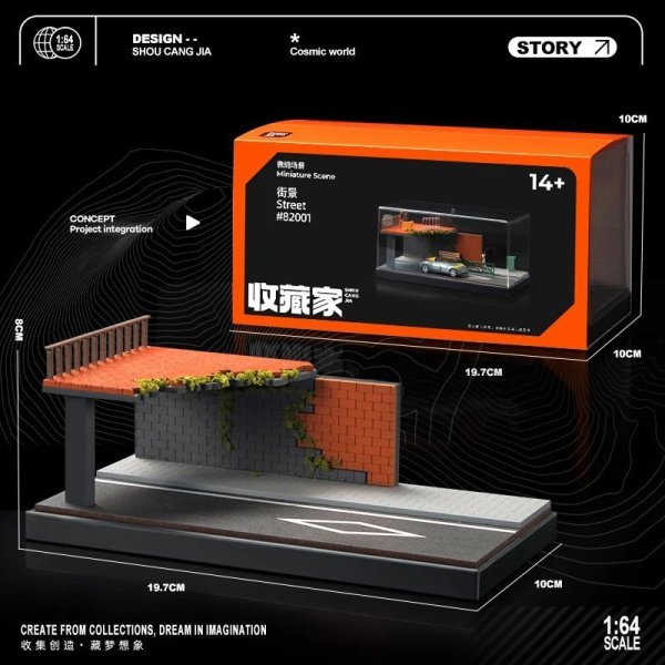 画像1: [SCJ 82001] コレクター 1/64 カーモデル 駐車場シミュレーション ガレージ おもちゃ収納ラック ディスプレイキャビネット 中型ミニチュアシーン 修理工場 S22d9135722618_6 (1)