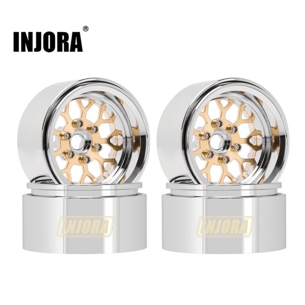 画像1: INJORA - 9.65mmオフセット 1.9インチ ModuWheel 真鍮&アルミビードロック ホイール 1/10 RCクローラー用 S22d9147435499 (1)