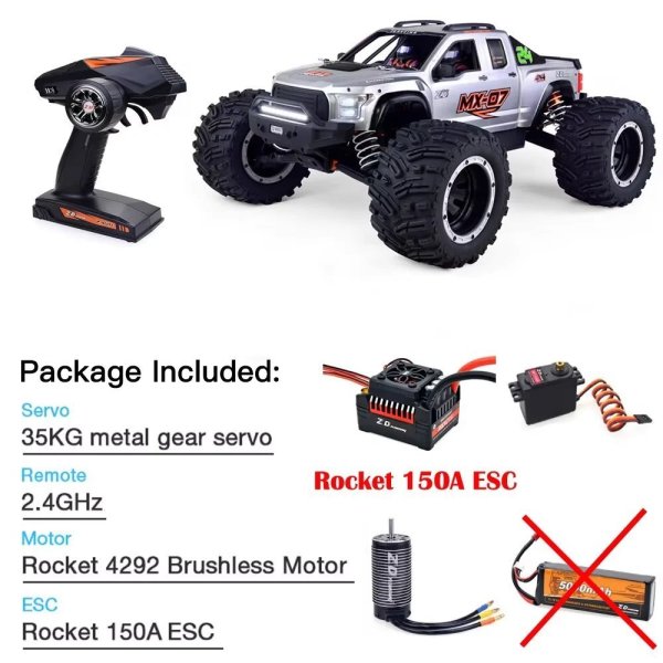 画像1: [シルバー 150A ESC] ZD Racing MX 07 1/7スケール 4WD 8S ブラシレス モンスタートラック バギー オフロード 電動 80km/h 高速レーシング Hobbywing MAX6 RCカー S22d9186135374_1 (1)