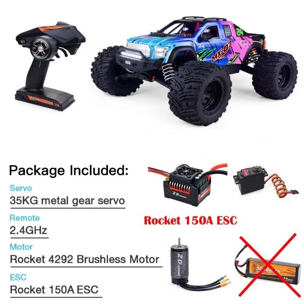 画像1: [カラフル 150A ESC] ZD Racing MX 07 1/7 スケール 4WD 8S ブラシレス モンスタートラック バギー オフロード 電動 80km/h 高速レーシング Hobbywing MAX6 RCカー S22d9186135374_4 (1)