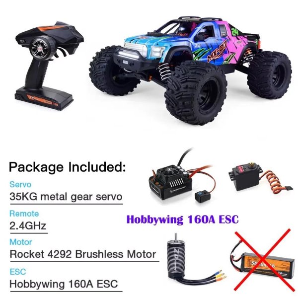 画像1: [カラフル 160A ESC] ZD Racing MX 07 1/7 スケール 4WD 8S ブラシレス モンスタートラック バギー オフロード 電動 80km/h 高速レーシング Hobbywing MAX6 RCカー S22d9186135374_5 (1)