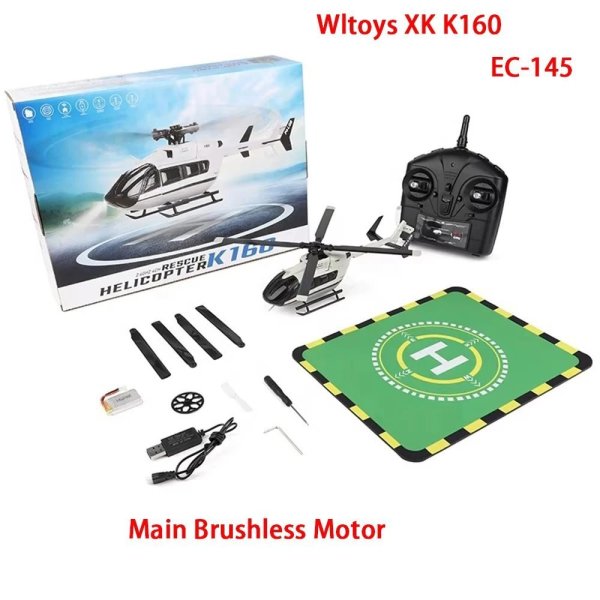 画像1: Wltoys XK K160 EC145 ラジコンヘリ 初心者OK 6Gジャイロ搭載 簡単操作 S22d9282533025 (1)
