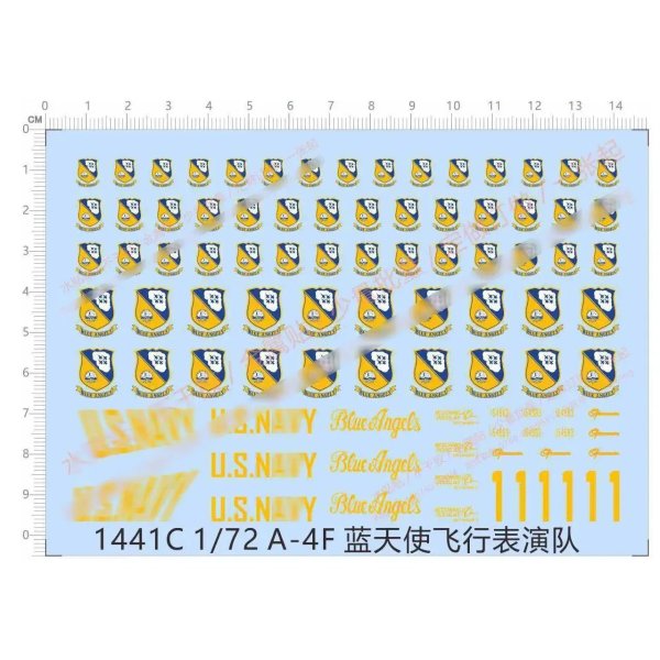 画像1: 1/72 USN A-4F スカイホーク F/A-18 スーパーホーネット ブルーエンジェルス アメリカ海軍戦闘機 7-12mm 記章 マーキング 水転写デカール S22d9496266197 (1)
