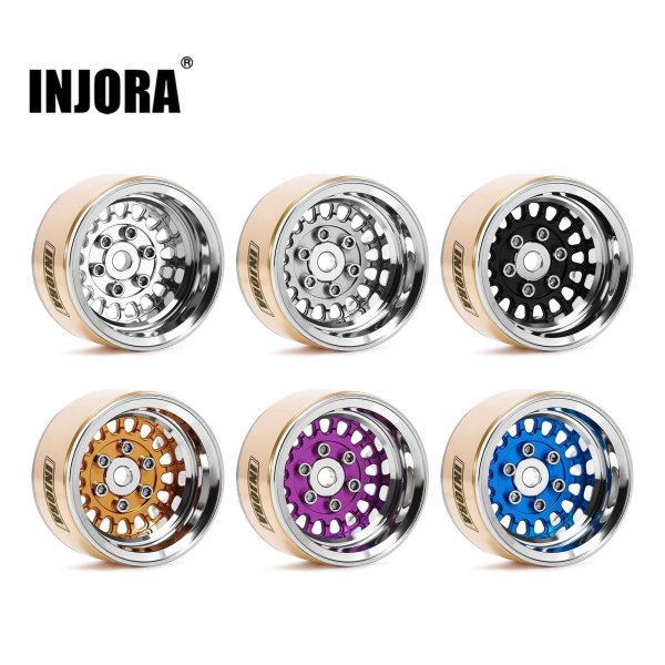 画像1: INJORA ModuWheel 1.0 インチ真鍮 & アルミビードロック ホイール 1/18 1/24 RC クローラー用 S22d9533475704 (1)