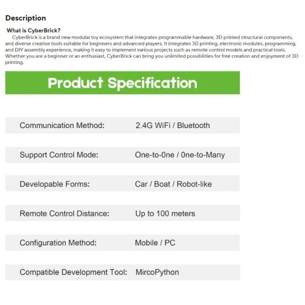 画像6: BambuLab CyberBrick リモートコントロールハードウェアセット レーシングロボット DIY 組み立ておもちゃメーカー 宝物 3Dプリントモデルコンポーネント S25o0179872947 (6)