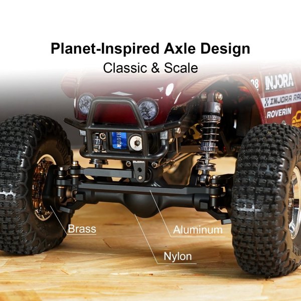 画像2: INJORA +4mmナイロンプラネットアクスル、ダブルジョイントシャフト＆真鍮ステアリングナックル付き、1/24 Axial SCX24用 S25o0320216452 (2)