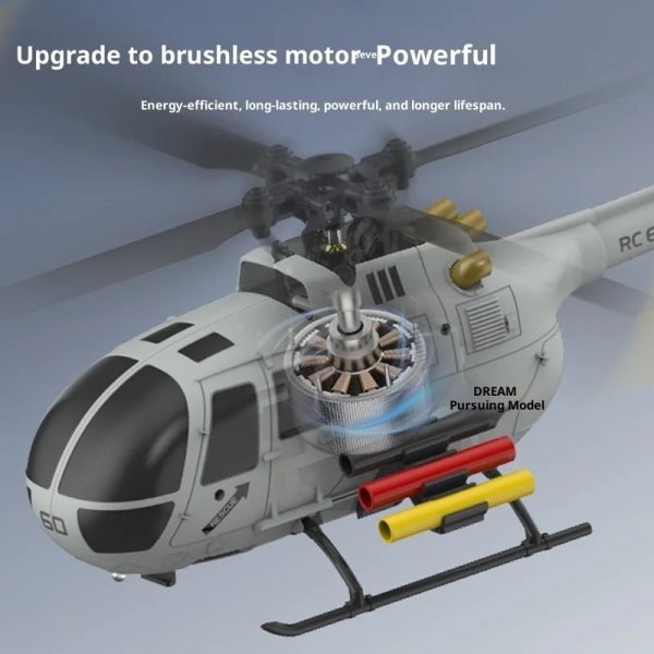 画像2: オプティカルフローバージョン: BO-105 C186S 6CH RCヘリコプター、オプティカルフローとブラシレスモーター、高度保持、ワンキー離陸/着陸付き S25o0359618492 (2)