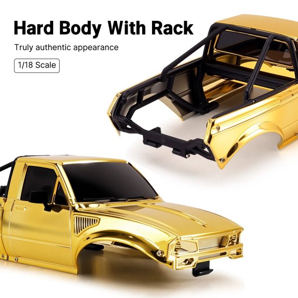 画像2: 未組立ゴールド：INJORA 限定版 IR60 ピックアップハードボディ 1/18 TRX4M ディフェンダー ブロンコ用 (ゴールド) S25o0363349226 (2)