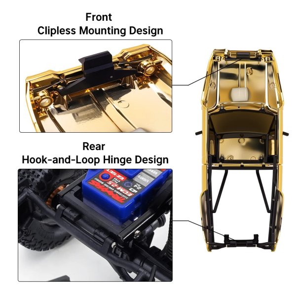 画像3: 未組立ゴールド：INJORA 限定版 IR60 ピックアップハードボディ 1/18 TRX4M ディフェンダー ブロンコ用 (ゴールド) S25o0363349226 (3)