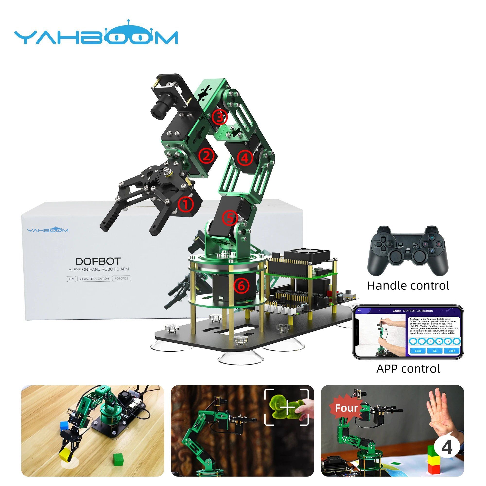 With-Pi-5-8G : Yahboom DOFBOT AIビジョンロボットアームキット RaspberryPi 5用 ROSロボット Pythonプログラミングを採用 オブジェクト認識 CE ROHS S22d3433876850