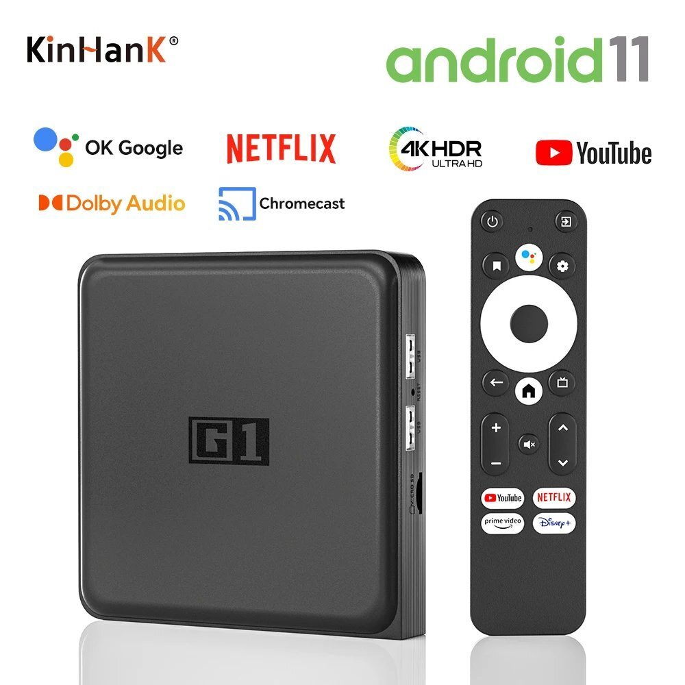 KINHANK G1 Android TV ボックス Netflix 4K Ultra HD Google 認定ドルビー ビジョン HDR10+ 4G 32G WiFi6 ストリーミング メディア デバイス S22d6383228343