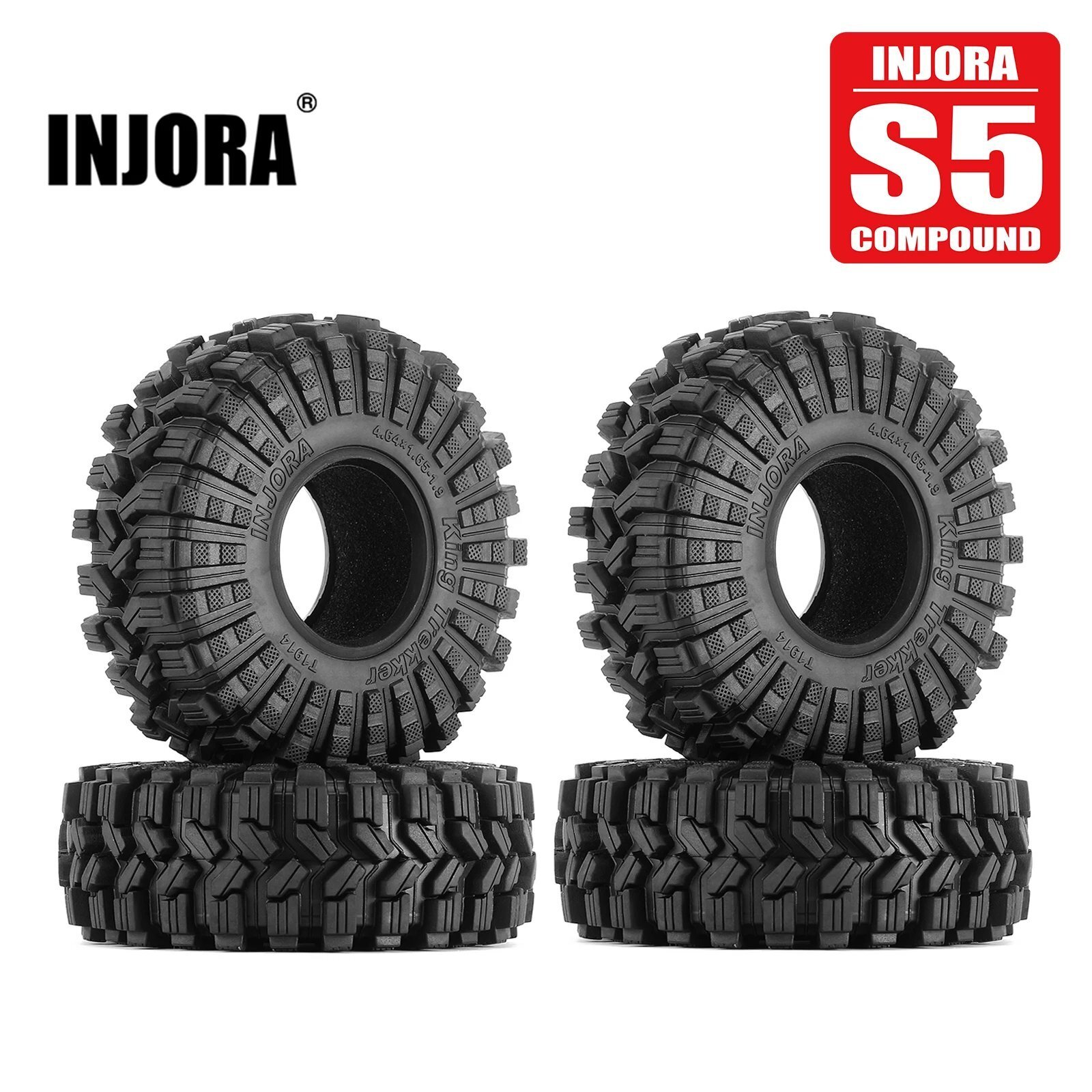 4個セット T1914-S5 INJORA キングトレッカー 1.9インチ オールテレーンタイヤ 1/10 RCクローラー用 118x42mm S5 S22d8089291879