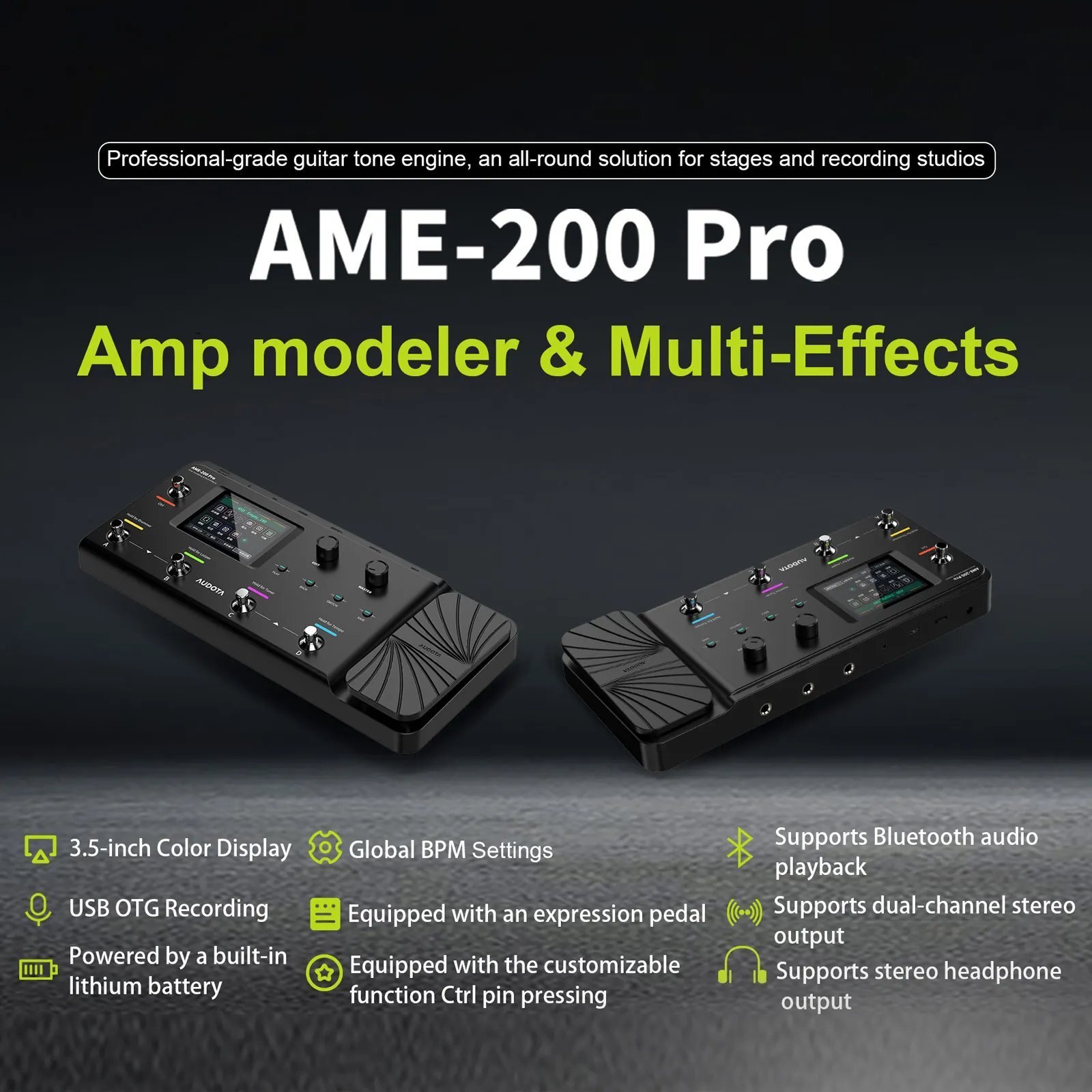 Audota Ame 200 Pro アンプモデラー エフェクター 充電式