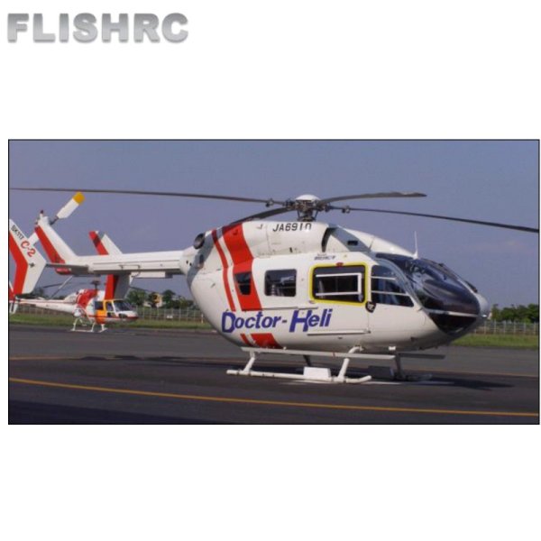 画像1: 赤白：FLISHRCEC145450サイズのグラスファイバー胴体スケール ヘリコプター  S223256804254582613 (1)