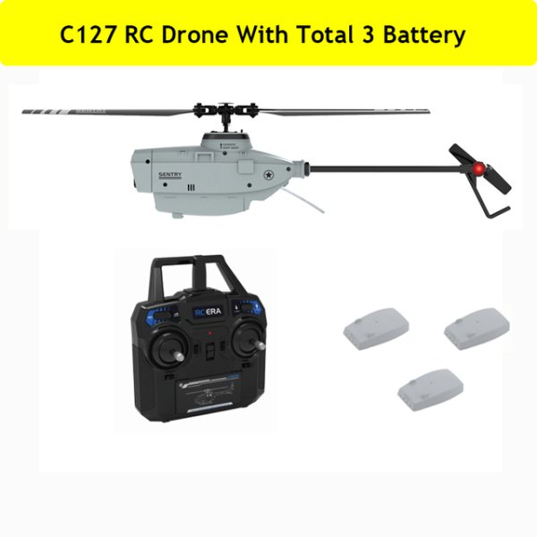 画像1: 3バッテリープロフェッショナルC127 2.4G Hz RCドローン 720Pカメラ 6軸Wifi ヘリコプター 6G、広角シングルパドル、エルロンなし S20d4036899278 (1)