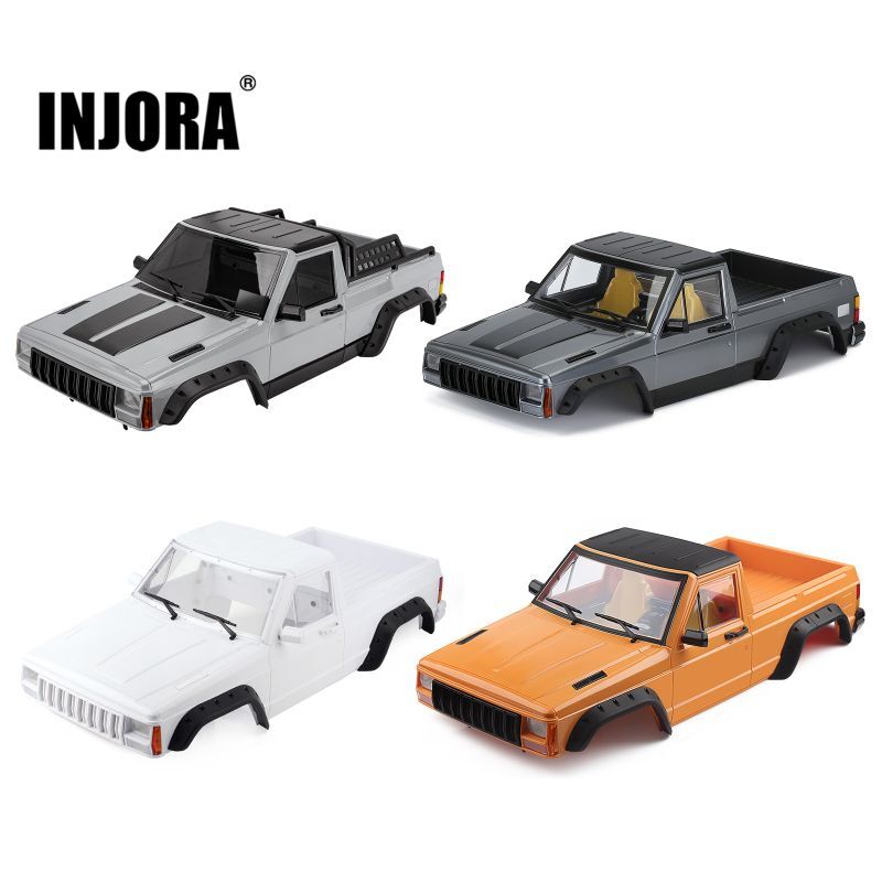 Injoraイエロー ホワイト313mmホイールベースピックアップトラックボディシェルキット 1 10 Rcクローラーカーアキシャルscx10 Scx10 Ii 用