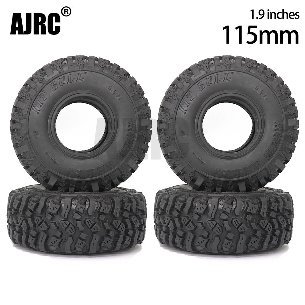 4PCS 115MMラバーマッドグラップラータイヤ、1：10 RCクローラーアキシャルSCX10 SCX10 II JEEP 90046 90047  TRX-4ディフェンダーG500 TRX-6 G63