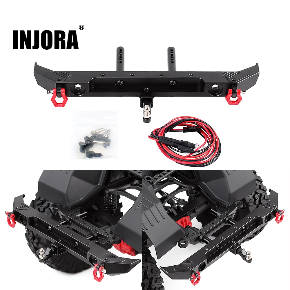 INJORA 1PCSメタルリアバンパー、Dリング付き1/10 RCクローラーカーアキシャルSCX10 III AXI03007アップグレードパーツ