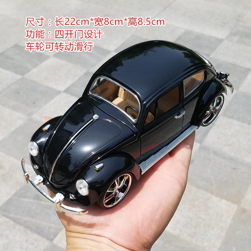 2022 新 1:18 クラシックカービートル黒 合金 モデルシミュレーション装飾コレクションダイカスト