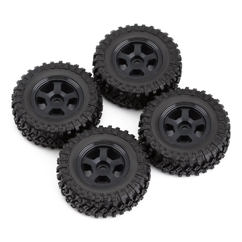 4PCS 1.0 49 * 18mm ビードロック ホイールリムタイヤセット 1 /24 RCクローラーカー アキシャルSCX24 90081  AXI00001