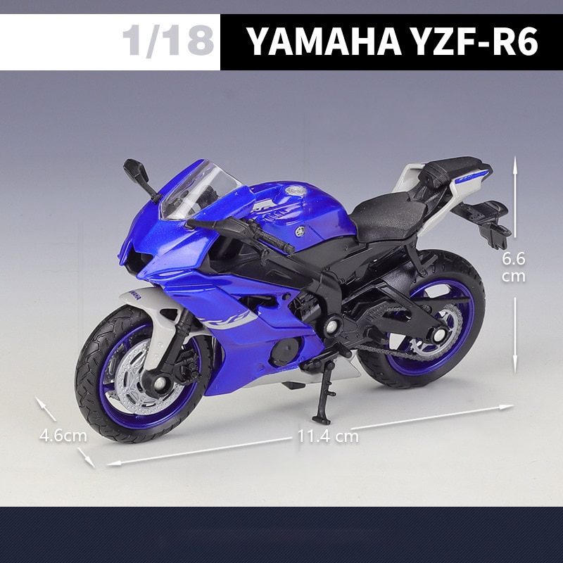 1:18 ヤマハ YZF-R6 アロイダイキャストバイク模型 化粧ボックスなし