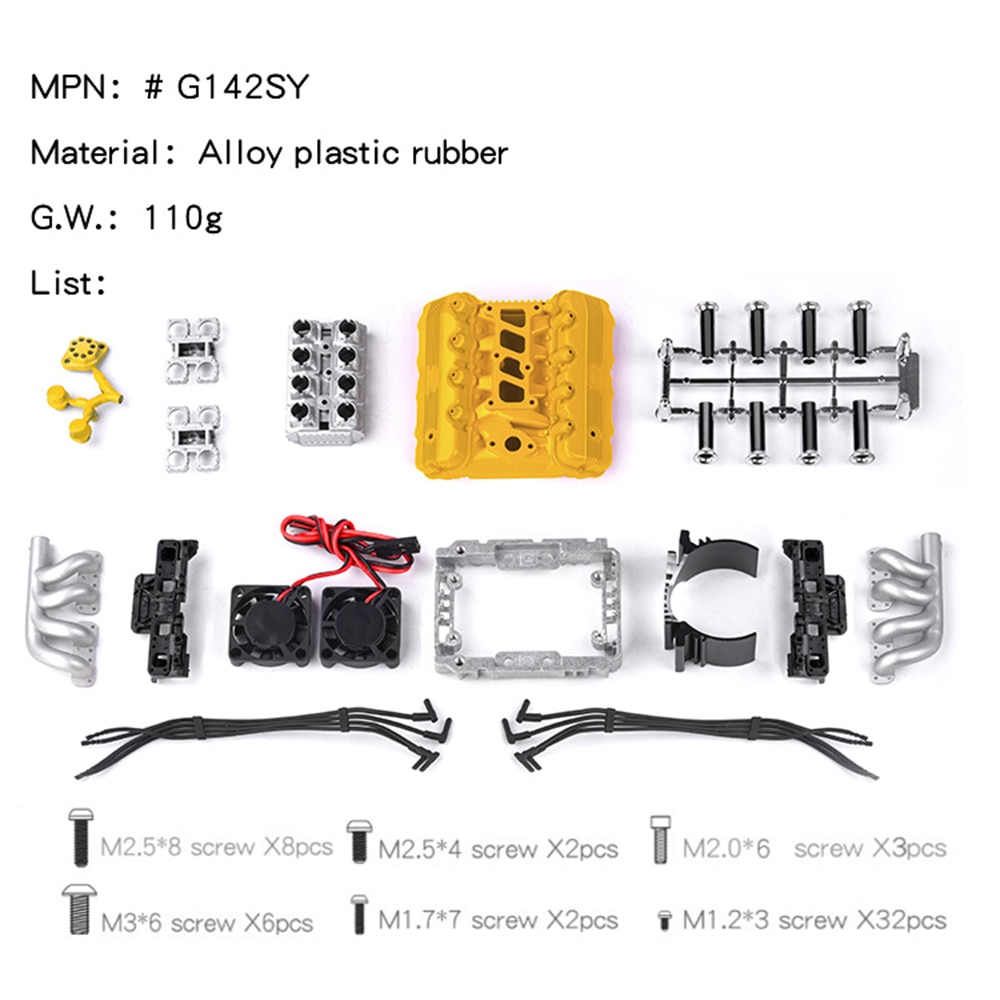 RCカー G142S FST V8シミュレーションエンジン フードモーター冷却ファンラジエーター 1/10 クローラー traxxas TRX4  TRX6 AXIAL SCX10 90046
