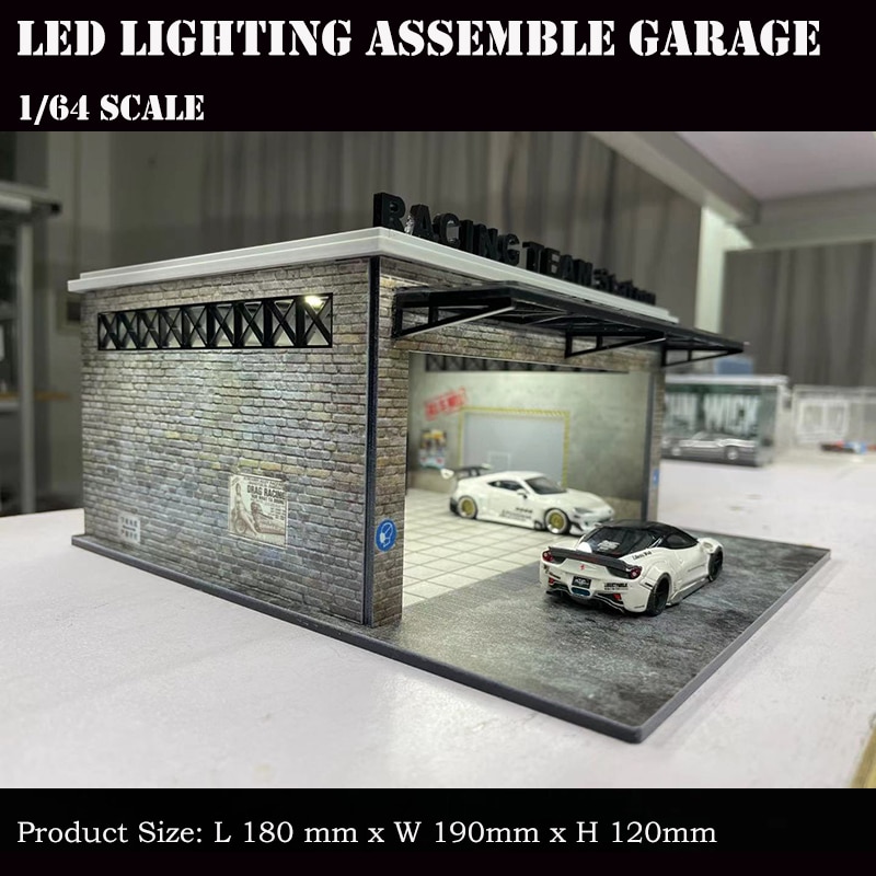 組み立てるジオラマ 1/64 LED 照明ガレージモデル駐車場ステーション