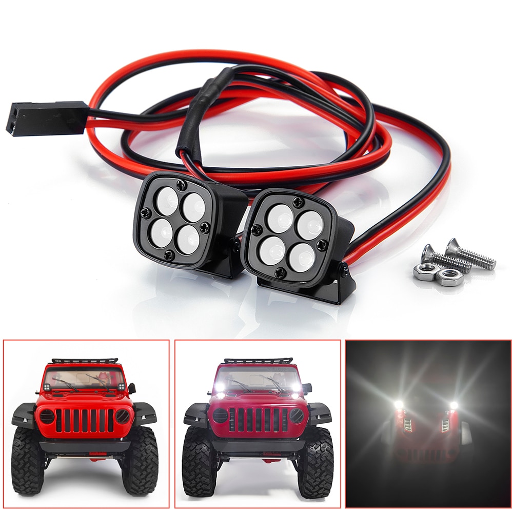 フロント LED ライト スポットライト装飾 1/10 RC クローラー アキシャル SCX10 90046 TRX4 TRX6 Redcat Gen8  用