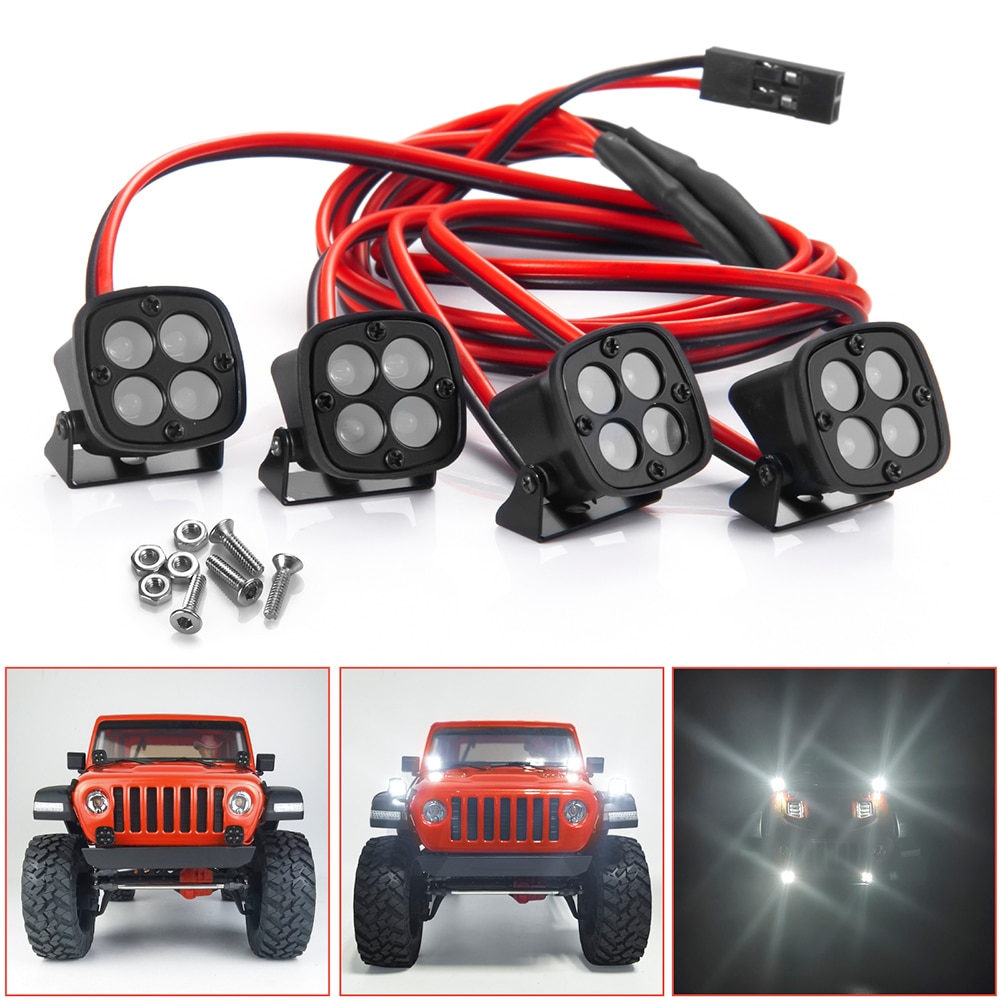 フロント LED ライト スポットライト装飾 1/10 RC クローラー アキシャル SCX10 90046 TRX4 TRX6 Redcat Gen8  用